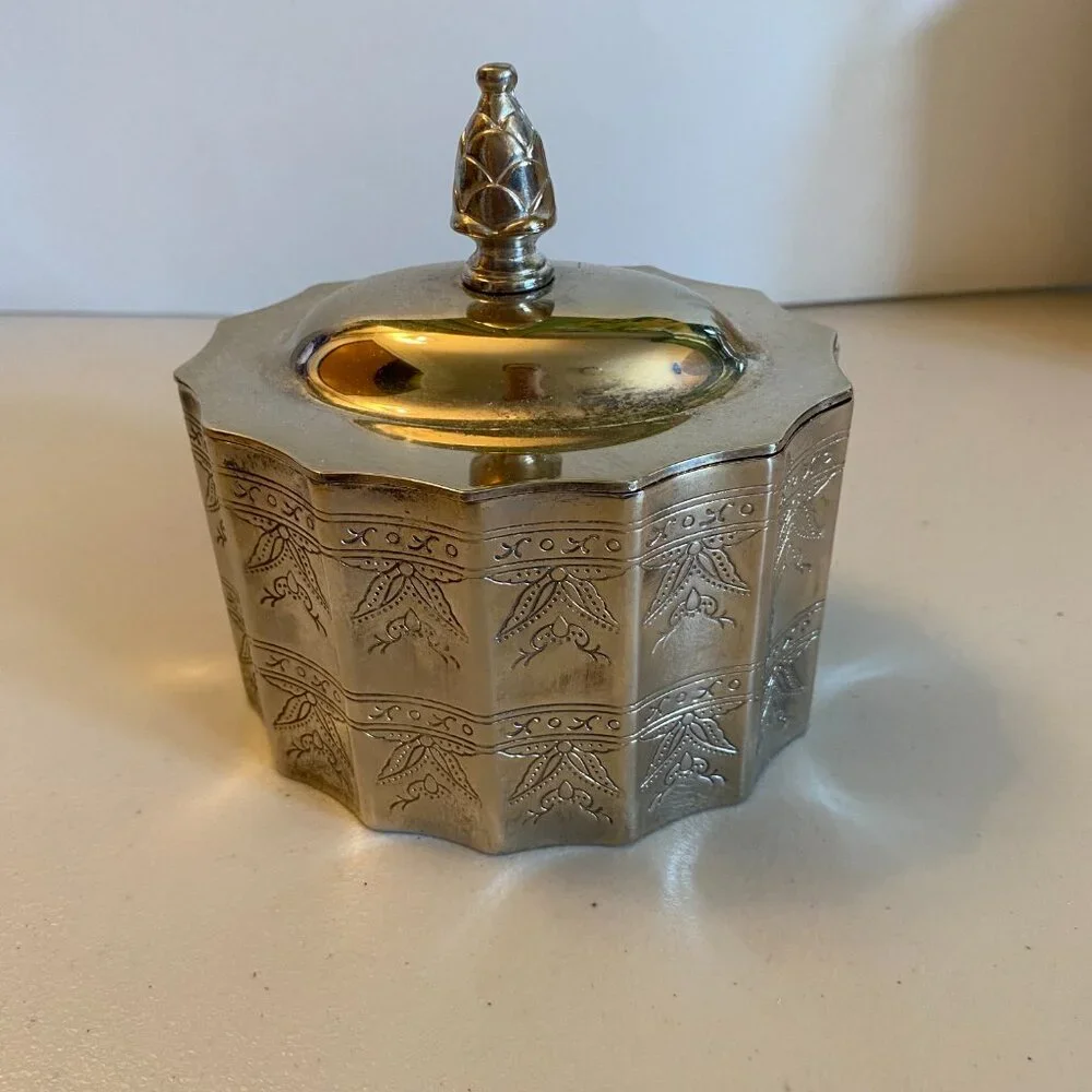 VTG 1991 Godinger Silver Plated Paul Revere Trinket Box with Red Velvet Lining